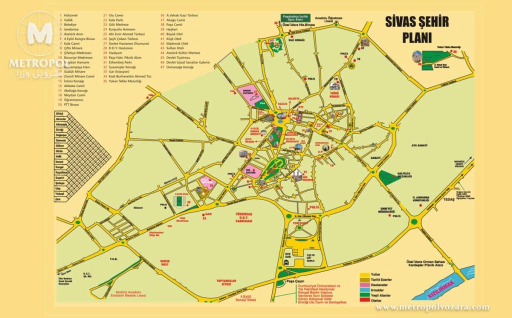 نقشه شهر سیواس